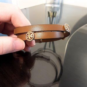Tory Burch Leather Double Wrap Bracelet